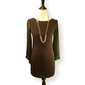 Black Bell Sleeve Shift Dress